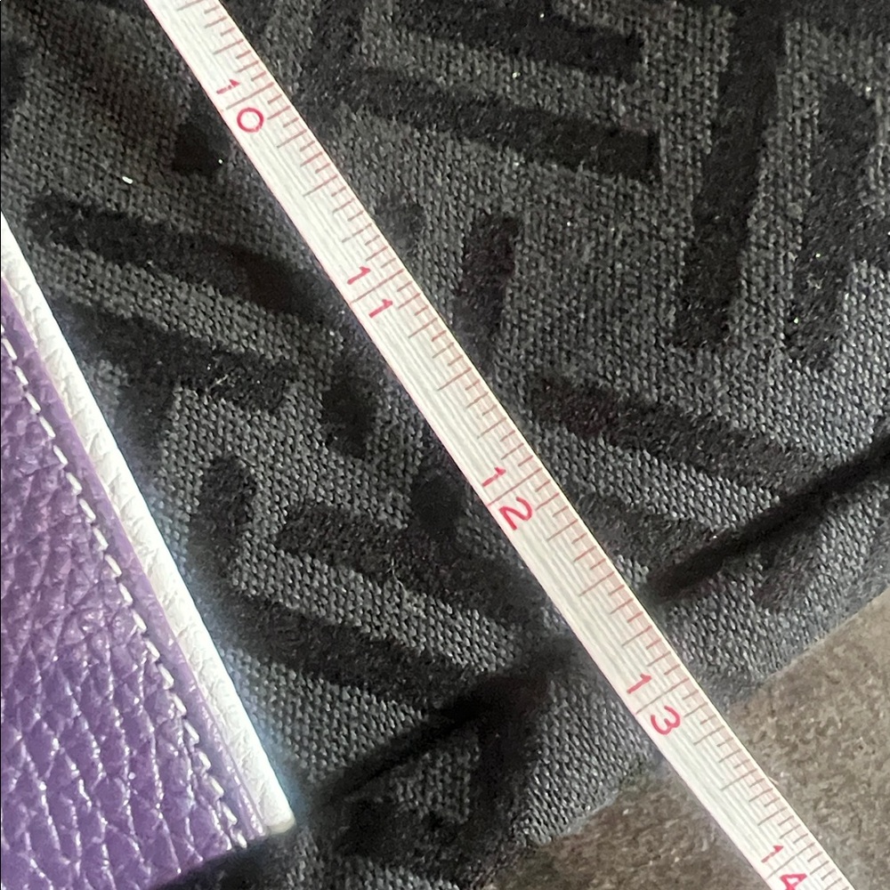 Designer-Inspired Black Tote with Purple and Red Stripe Accents - Picture 10 of 12